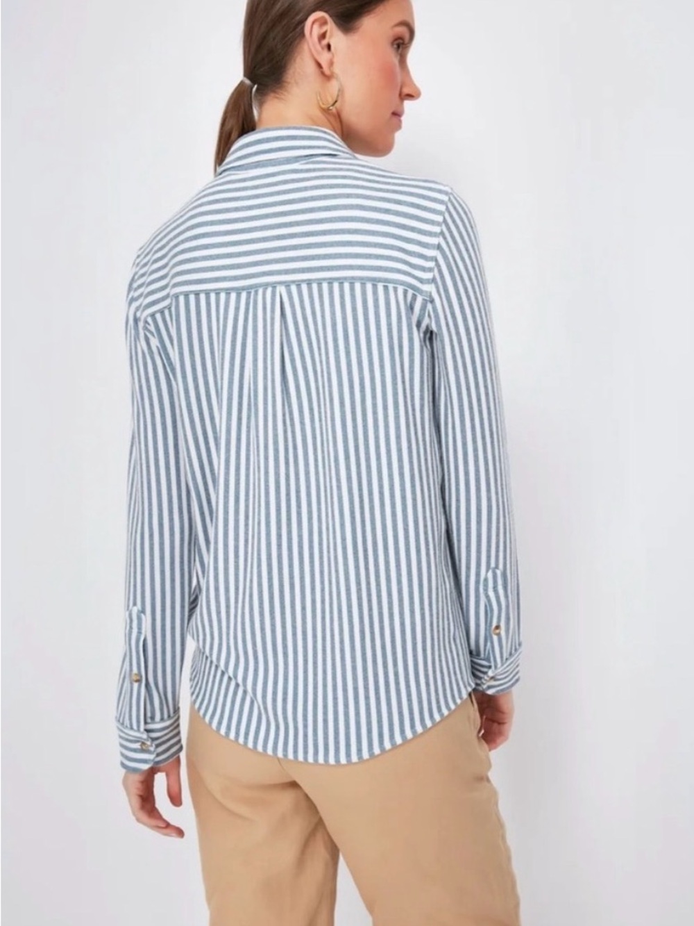 Faherty Women’s Legends Sweater Top - blue and white striped - Picture 3 of 6